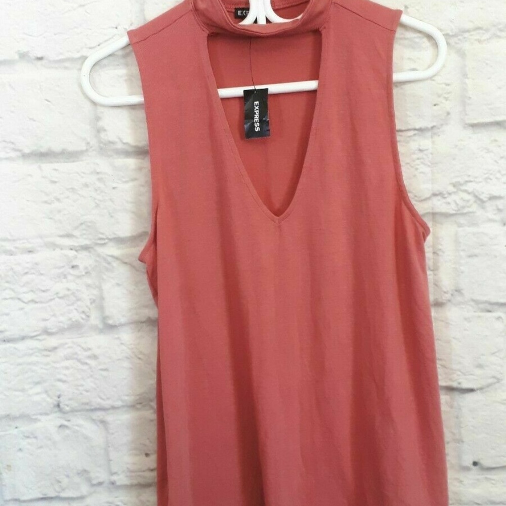 Express Coral Sleeveless Chocker Blouse Top